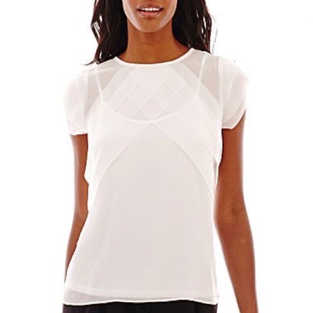 Banana Republic Layered Sheer White Blouse - Size 2